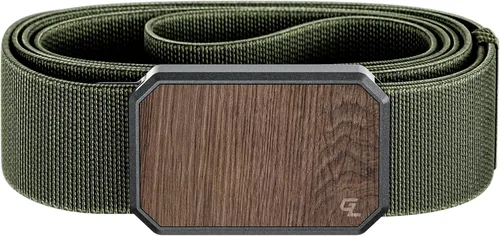 Vista 22 de Groove Life - Cinturón de nailon elástico para hombre con hebilla magnética de aluminio Gun Metal / Dark Earth