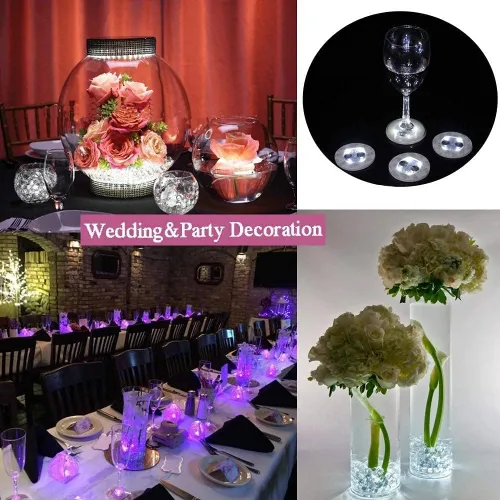 Vista 2 de Posavasos con luz LED, luces LED para botellas, glorificador de botellas, discos LED para bebidas, posavasos con luz intermitente (blanco frío)