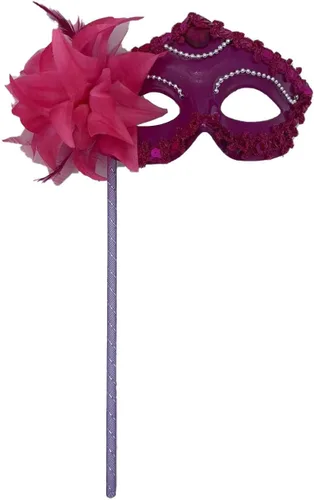 Vista 9 de AZYOUNG Máscara de media cara chapada en oro y plata para mujer, con flor de plumas laterales en palo