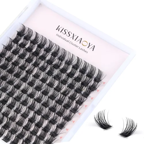 Vista 11 de KISSXIAOYA Extensiones de pestañas en racimo, 120 pestañas postizas individuales en racimo D, 0.354-0.591 in, pestañas postizas naturales y suaves