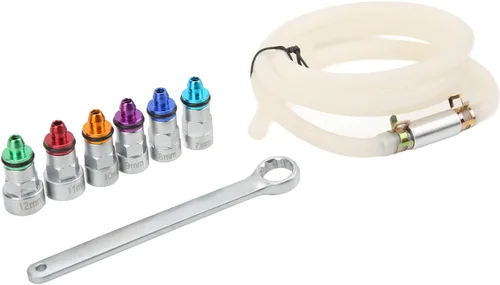 Vista 8 de Kit de llave de purga de frenos con 6 adaptadores, goma metálica, universal para automóvil, SUV, camión ligero, motocicleta, 0.27-0.47 pulgadas