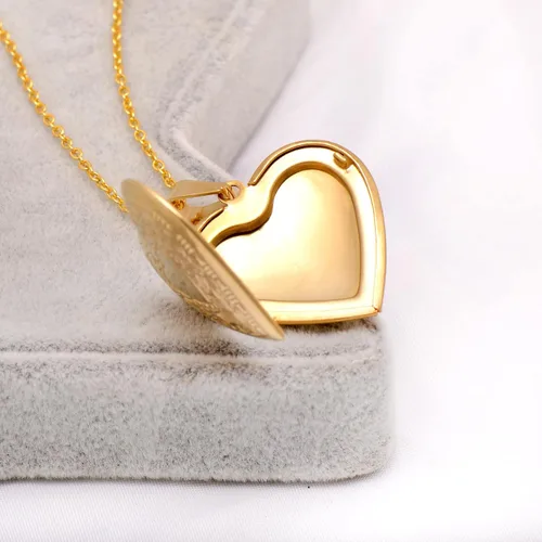 Vista 5 de Paialco Collar con colgante de medallón en forma de corazón de acero inoxidable para mujer