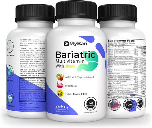 Vista 9 de Multivitamínico bariátrico todo en uno con hierro, fabricado en Estados Unidos, para hombres y mujeres, soporta manga gástrica y bypass con más