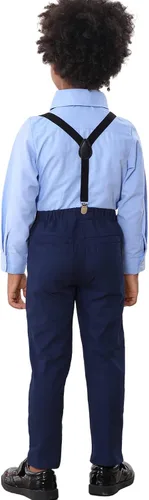 Vista 3 de Madonmay Conjunto formal de camisa con botones y tirantes para bebé 12-7 años