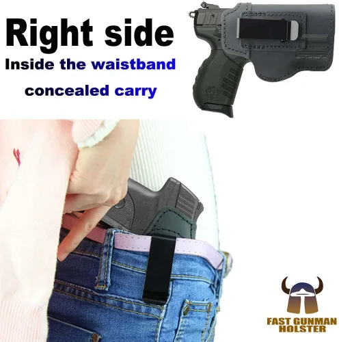 Vista 3 de Funda de cuero IWB para Ruger SR22 – Se adapta a Ruger SR22 con o sin láser LaserMax Mini para transporte oculto