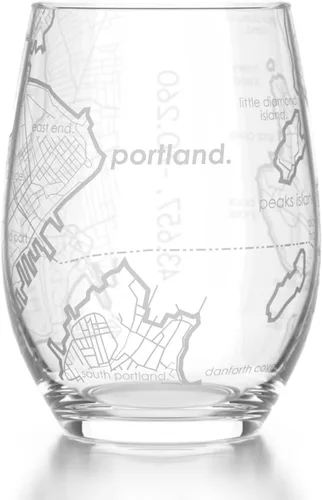 Vista 54 de Well Told Copa de vino sin tallo grabada con mapa de Atlanta, Georgia (15 oz, transparente) - Mapa de ciudad grabado, vaso personalizado, regalos