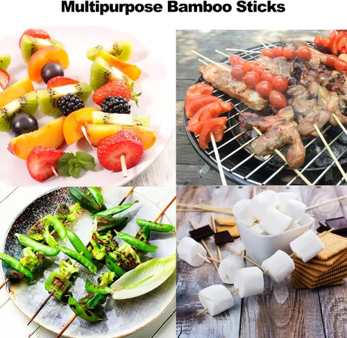 Vista 9 de 200 PIEZAS pinchos de bambú, palitos de comida de 6 pulgadas para aperitivos, frutas, brochetas a la parrilla, palillos de cóctel para bebidas