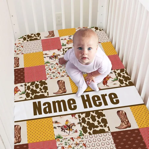 Vista 9 de Sábanas personalizadas para cuna de bebé con nombre, sábanas ajustadas personalizadas para cuna para bebés, juegos de ropa de cama de bebé, sábanas