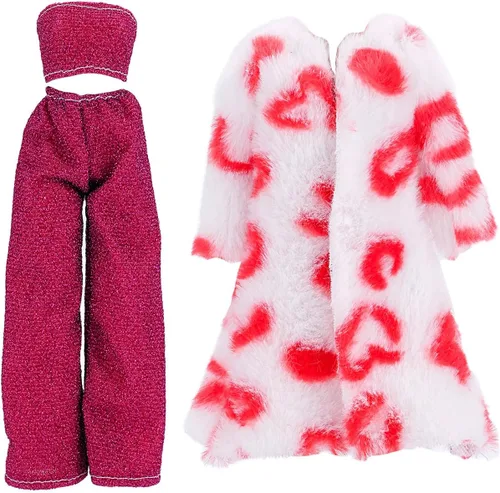 Vista 3 de Ropa de muñeca, 5 trajes de invierno vestidos pantalones bolsa sombrero para muñecas 11.5 pulgadas accesorios estilo aleatorio