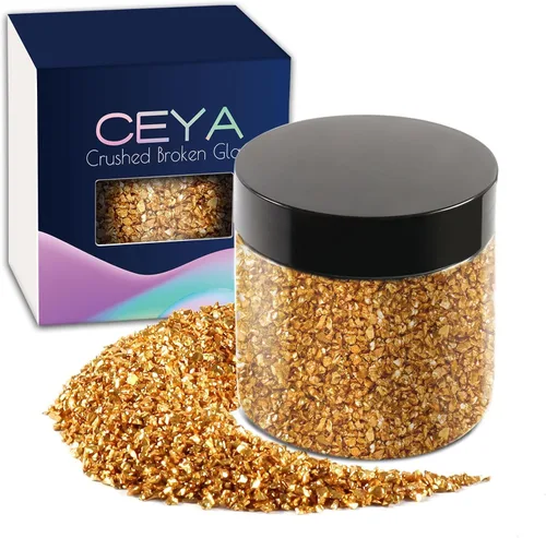 Vista 28 de Ceya - Conjunto de purpurina de vidrio irregular triturado en 32 colores, 640g/ 22.6 oz, chips de cristal metálico roto de 2-4mm, purpurina gruesa