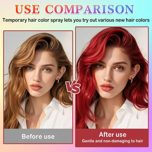 Vista 3 de Spray temporal de color rojo para el cabello para mujeres y hombres, lavable 120ML