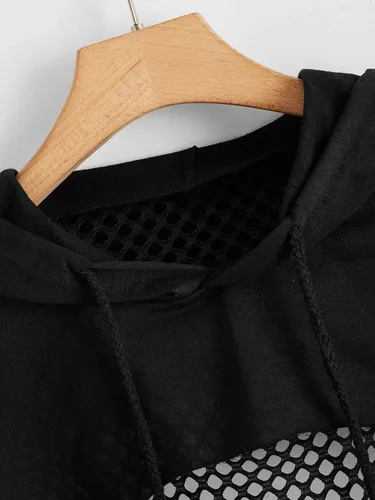 Vista 3 de SweatyRocks Sudadera casual de manga larga con corte frontal y corte sólido para mujer