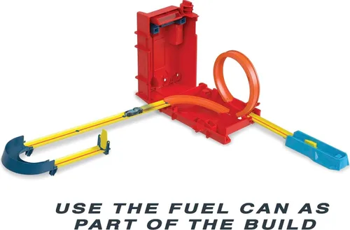 Vista 4 de Conjunto de Juego Hot Wheels Track Builder de Juego Ilimitado Caja de Trucos de Combustible, 14 Piezas de Componentes y Juego de Coche a Escala 1:64