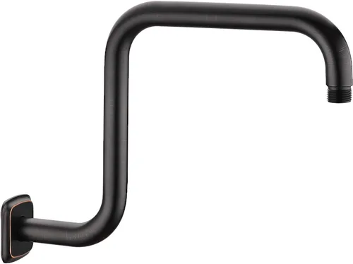 Vista 8 de TRUSTMI Brazo de ducha en forma de S de 13 pulgadas con brida, tubo de acero inoxidable extralarga soporte de cabezal de ducha de repuesto, oro Oro
