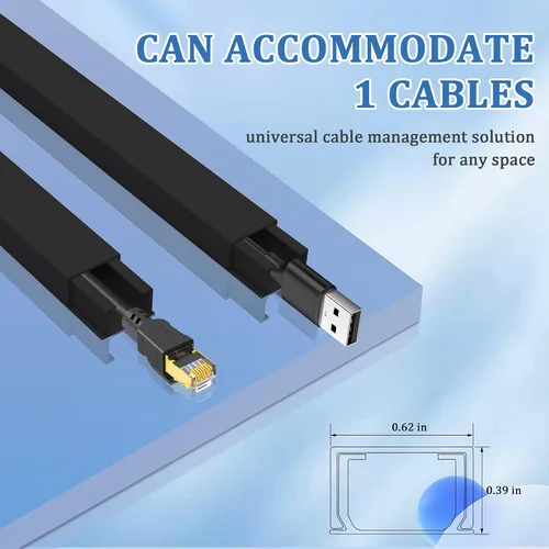 Vista 2 de Corrector de cables pequeño, sistema de gestión de cables de canal de un cable, cubierta compacta para cables para el hogar y la oficina, paquete
