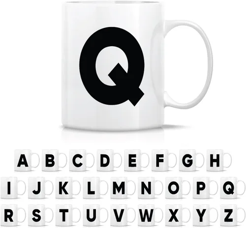 Vista 18 de Retreez Taza con monograma con monograma del alfabeto de la A a la Z con inicial, tazas de café de cerámica de 11 onzas – Agradecimiento