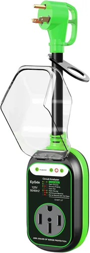 Vista 12 de EyGde Adaptador de 15 amperios a 30 Amp 110 RV con protector de sobretensión, adaptador patentado 4500J 5-15P macho a TT-30R RV enchufe RV Verde