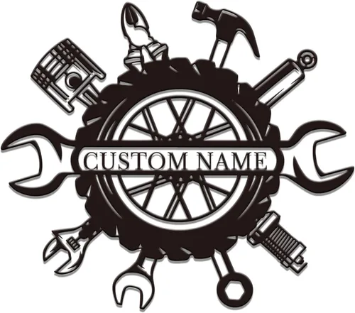 Vista 15 de Letrero de metal personalizado para garaje, arte de pared de taller personalizado, decoración mecánica para hombres, día del padre para los amantes