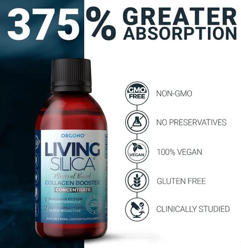 Vista 6 de Living Silica Gotas de sílice ORGONO - Tamaño de viaje Fórmula vegana y a base de minerales 3.4 fl oz