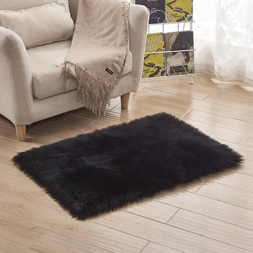 Vista 2 de Alfombra de piel de oveja sintética de Chitone, para dormitorio de bebé, para decoración del hogar