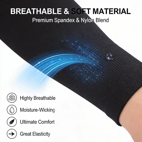 Vista 5 de HiTreasure 1 pieza de fundas de compresión para tatuaje de antebrazo completo para hombres y mujeres (L, negro)