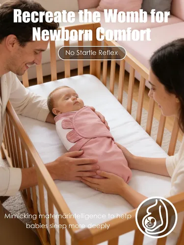 Vista 3 de Manta envolvente para recién nacido de 0 a 3 meses (paquete de 3) – Saco de dormir ajustable para bebé, 100% algodón antisobresalto, suave