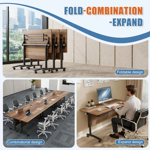 Vista 6 de Mesa de conferencias plegable, mesa de sala de conferencias con ruedas, mesa de conferencias plegable modular, mesas de reuniones de entrenamiento