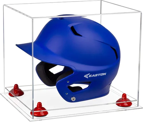 Vista 169 de Better Display Cases Vitrina acrílica para casco de bateo de béisbol con espejo, elevadores rosados, montaje en pared y base de espejo (V22/A012)