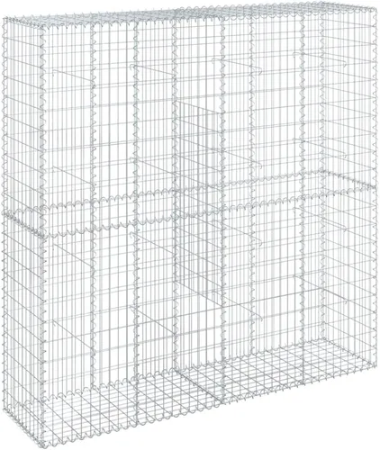 Vista 92 de vidaXL Cesta de gavión con tapa, 39.4 x 19.7 x 39.4 pulgadas, hierro galvanizado rectangular, resistente a la intemperie, montaje sin herramientas