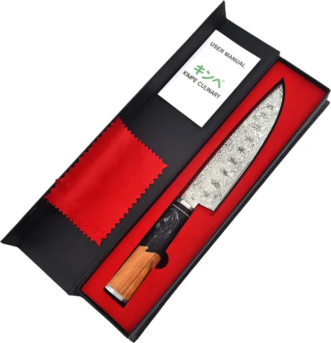 Vista 6 de KIMPE Cuchillo de chef de Damasco de 13 pulgadas, cuchillo de cocina de acero Damasco de 67 capas con mango ergonómico de resina, cuchillo de cocina