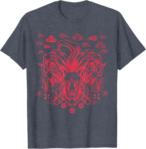 Vista 59 de Camiseta de anime japonés Nine Tails Fox Kitsune, Negro
