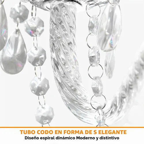 Vista 9 de Ridgeyard Candelabro transparente de 4 brazos con forma de gota de lluvia de cristal, lámpara de techo empotrada para comedor, sala de estar
