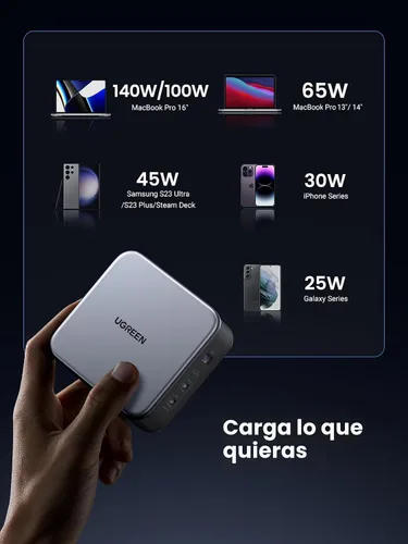 Vista 6 de UGREEN Cargador USB C de 140 W y cable USB C a USB C de 240 W y 6.6 pies
