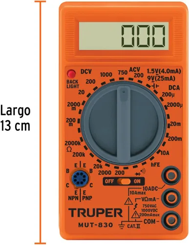 Vista 3 de TRUPER Multímetro digital ligero MUT-830