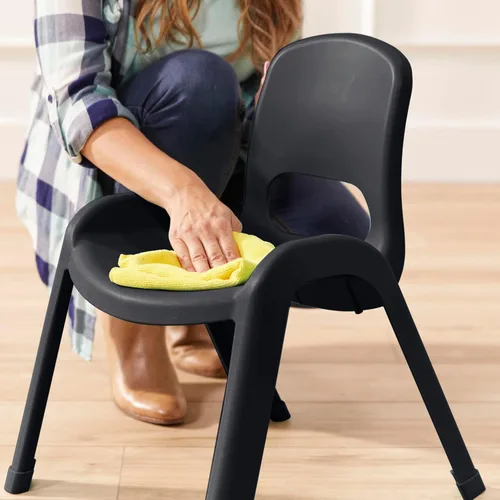 Vista 13 de ECR4Kids Silla apilable SitRight de plástico, 11 pulgadas, muebles de aula, negro, paquete de 4