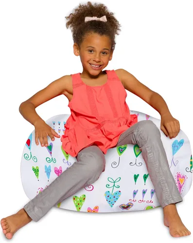 Vista 14 de Posh Creations - Sillón puff para niños, adolescentes y adultos, incluye funda extraíble y lavable a máquina, tamaño mediano de 27 pulgadas, lona
