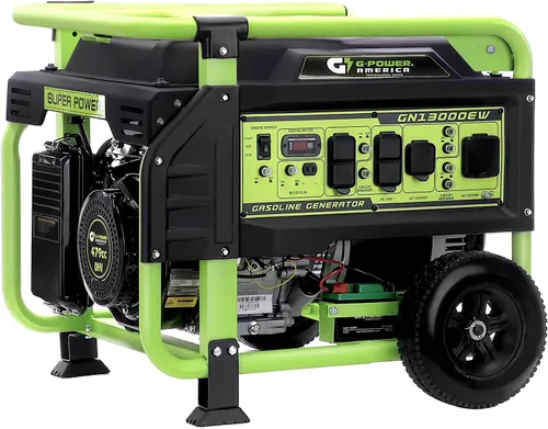 Vista 10 de Green-Power America Generador de gasolina GPD5000W, Verde/Negro
