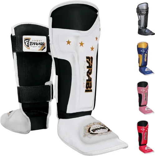 Vista 8 de Farabi Sports Shin Instep Kids Junior MMA Kick Boxing Shin Guard Training Shin Protector Guards Negro