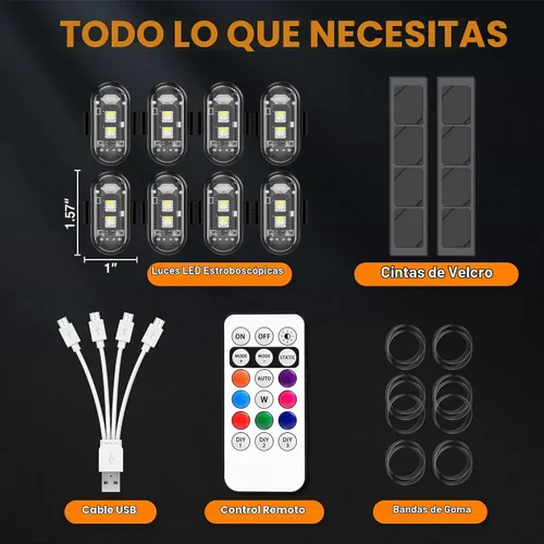 Vista 6 de 8 luces estroboscópicas LED inalámbricas, luz estroboscópica LED inalámbrica de alto brillo, 8 colores, 10 modos de flash, carga USB, impermeable