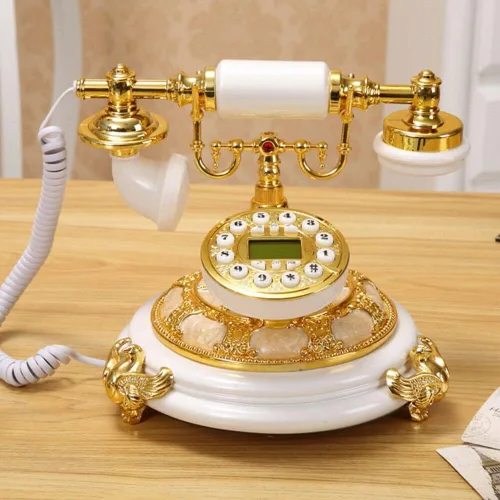 Vista 5 de Teléfono antiguo de estilo europeo Teléfonos antiguos Teléfonos de línea fija con cable Retro Teléfono Vintage Teléfono Pulsador Antiguo Teléfono