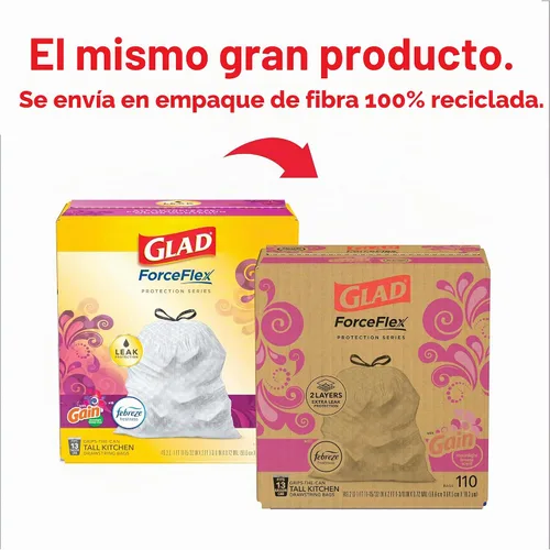 Vista 2 de Glad ForceFlex - Bolsas de basura altas para cocina, 13 galones, Gain Moonlight Breeze, 110 unidades, el paquete puede variar