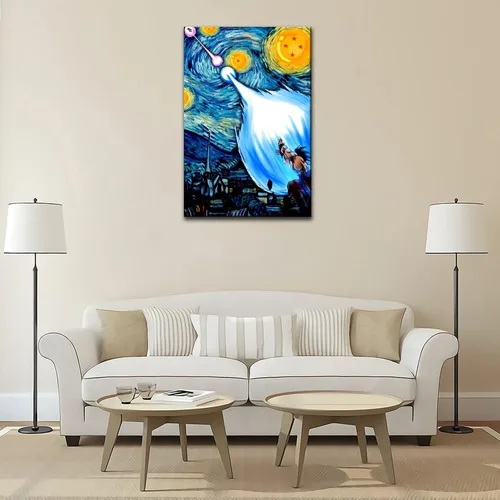 Vista 4 de Póster de noche estrellada de Dragon Van Gogh, arte de pared, decoración de sala de estar, pósteres estéticos, cuadros decorativos para el hogar