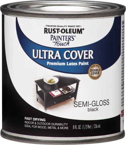 Vista 15 de Rust-Oleum 1976502 Painter's Touch - Pintura de látex, cuarto de galón, negro plano, 32 onzas líquidas, (paquete de 1)