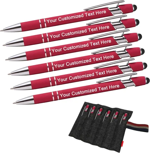 Vista 12 de EAQ Bolígrafos personalizados grabados personalizados con punta de lápiz capacitivo, bolígrafos con nombre de texto y mensaje para aniversarios