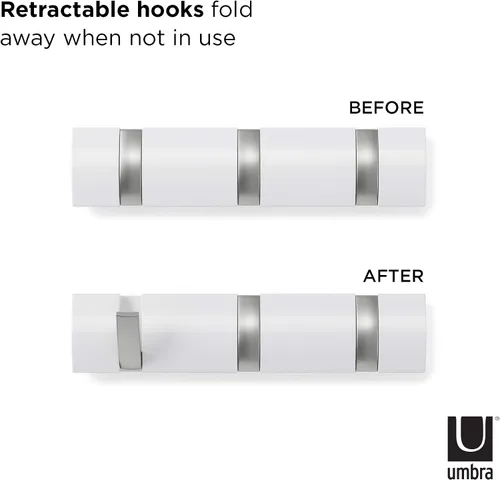 Vista 7 de Umbra Flip - Perchero de pared con 3 ganchos Blanco/Níquel