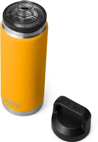 Vista 14 de YETI Rambler - Botella de acero inoxidable, hermética, con aislamiento al vacío y tapa chug, 26 onzas, color amarillo alpino Alpine Amarillo
