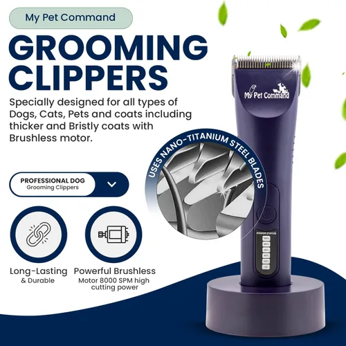 Vista 3 de My Pet Command - Cortapelos de aseo para perros de peso ligero y profesional Hair Trimmer, Brushless Motor, Heavy Duty Kit for Dogs, Pets, Cats