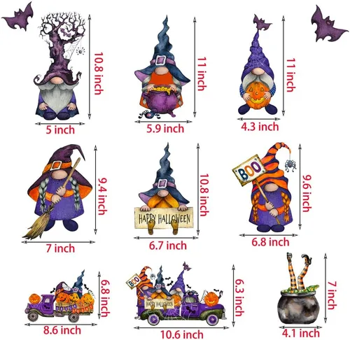 Vista 4 de Decoración de pared de Halloween, calcomanías de Halloween para decoración del hogar, 9 hojas de calcomanías adhesivas de doble cara, murciélagos