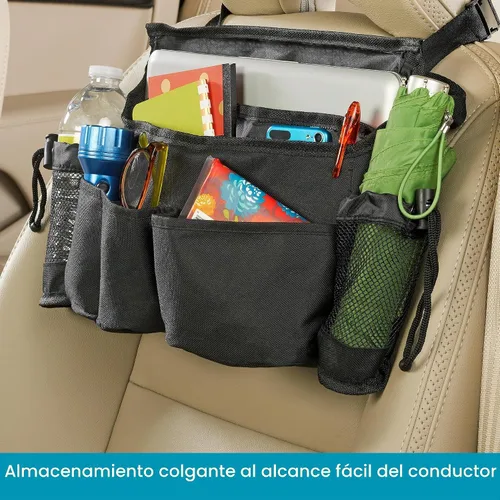 Vista 2 de Organizador para asientos de automóvil, de la marca High Road, pack de 2, XL, Negro