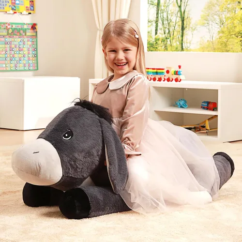 Vista 6 de IKASA Peluche de burro gigante de 33 pulgadas, súper suave, sin cremallera Burro gris oscuro